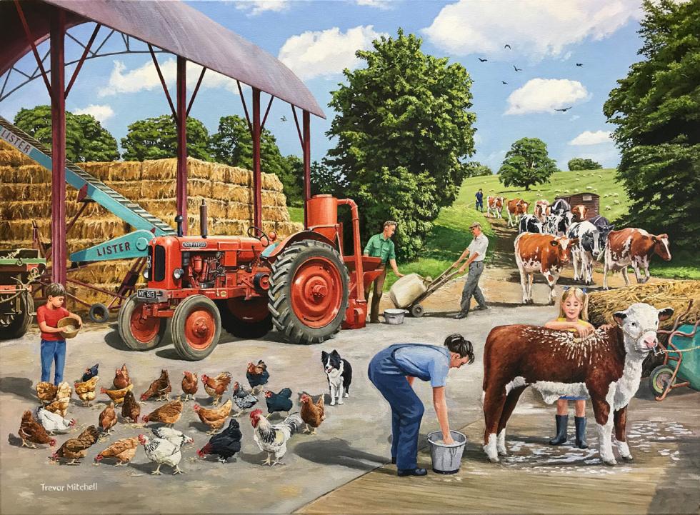 Busy Farmyard Trevor Mitchell Artist